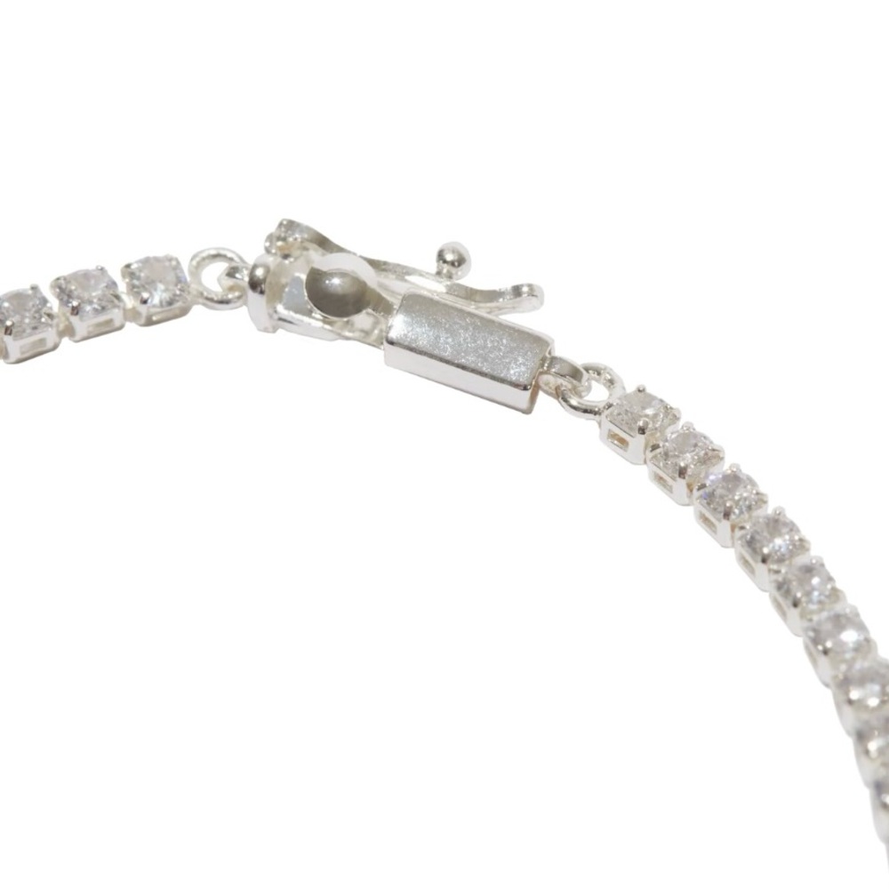 THE PRONG-SET TENNIS NECKLACE- SILVER by Luv Aj $80 Retail! - Picture 3 of 5